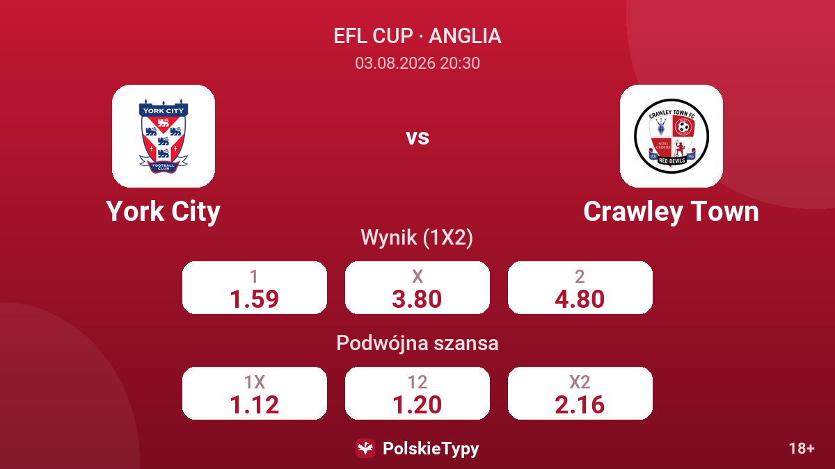 York City - Crawley Town — kursy