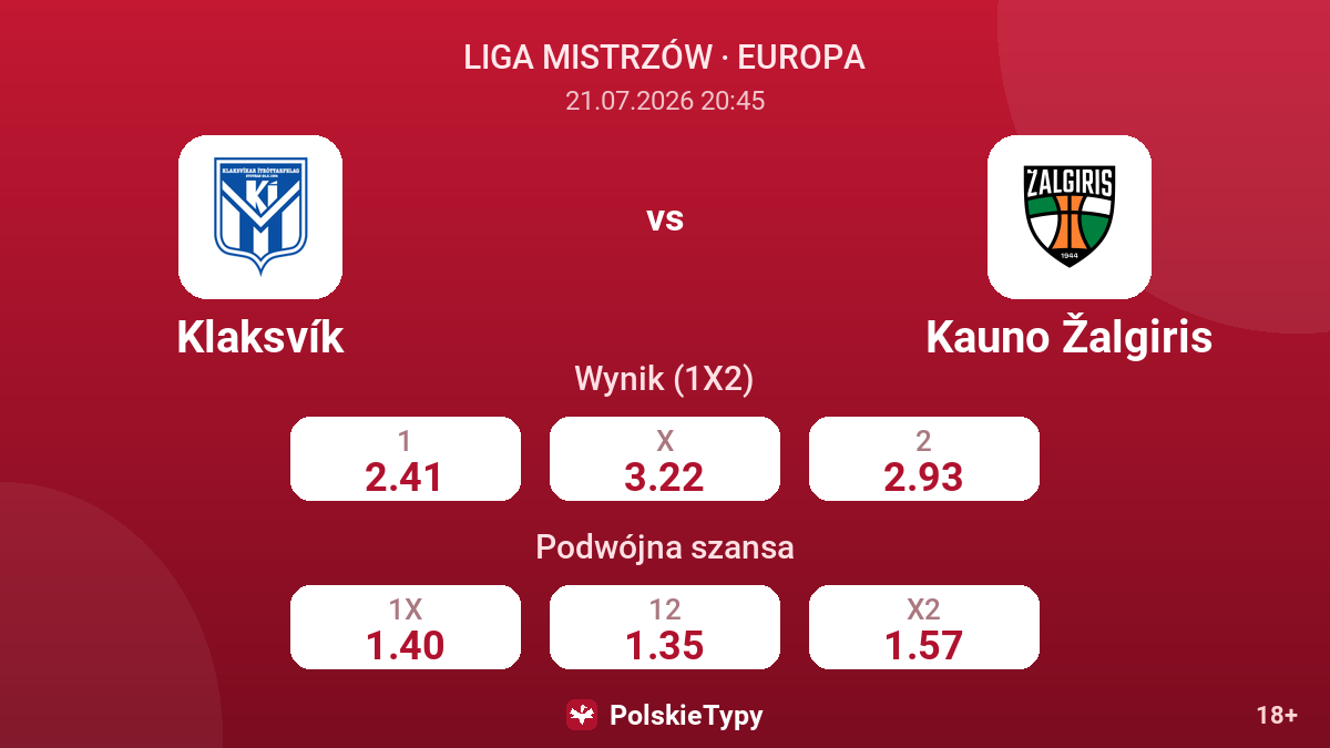 Klaksvík - Kauno Žalgiris — kursy