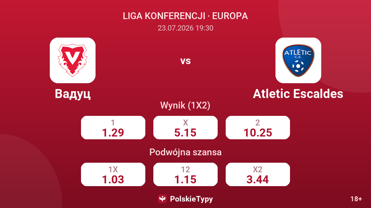 Vaduz - Atletic Escaldes — kursy