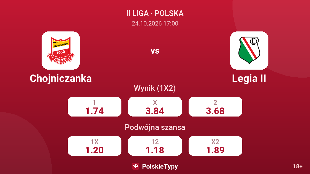 Chojniczanka - Legia II — kursy
