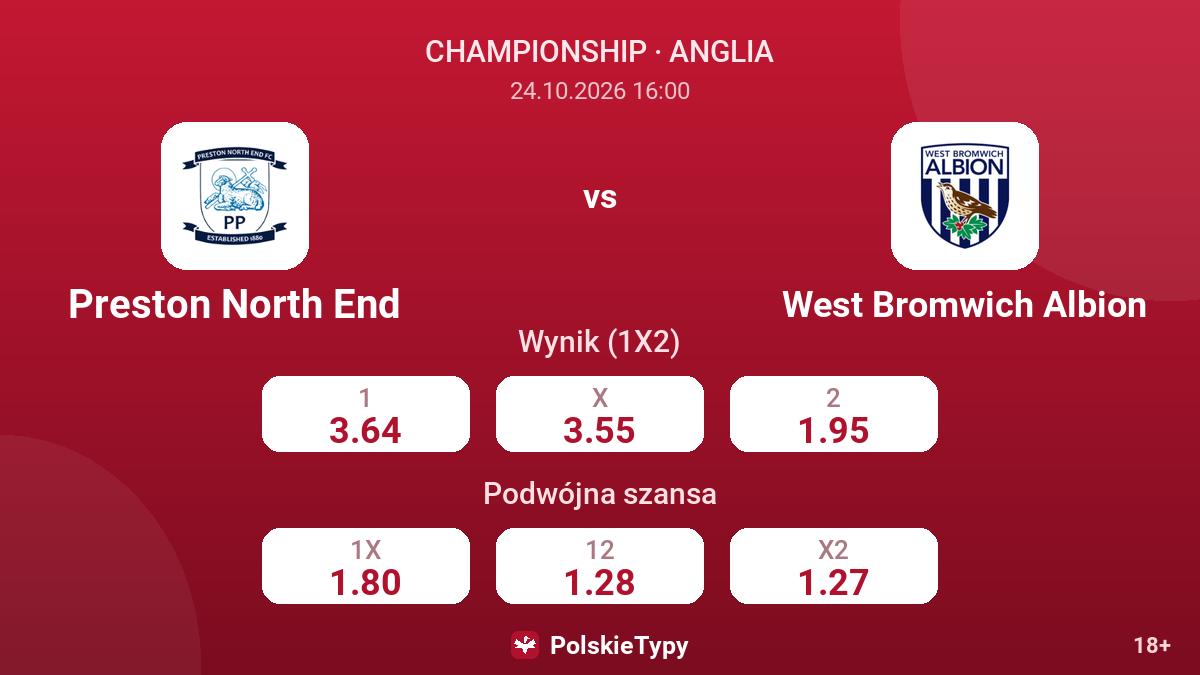 Preston North End - West Bromwich Albion — kursy