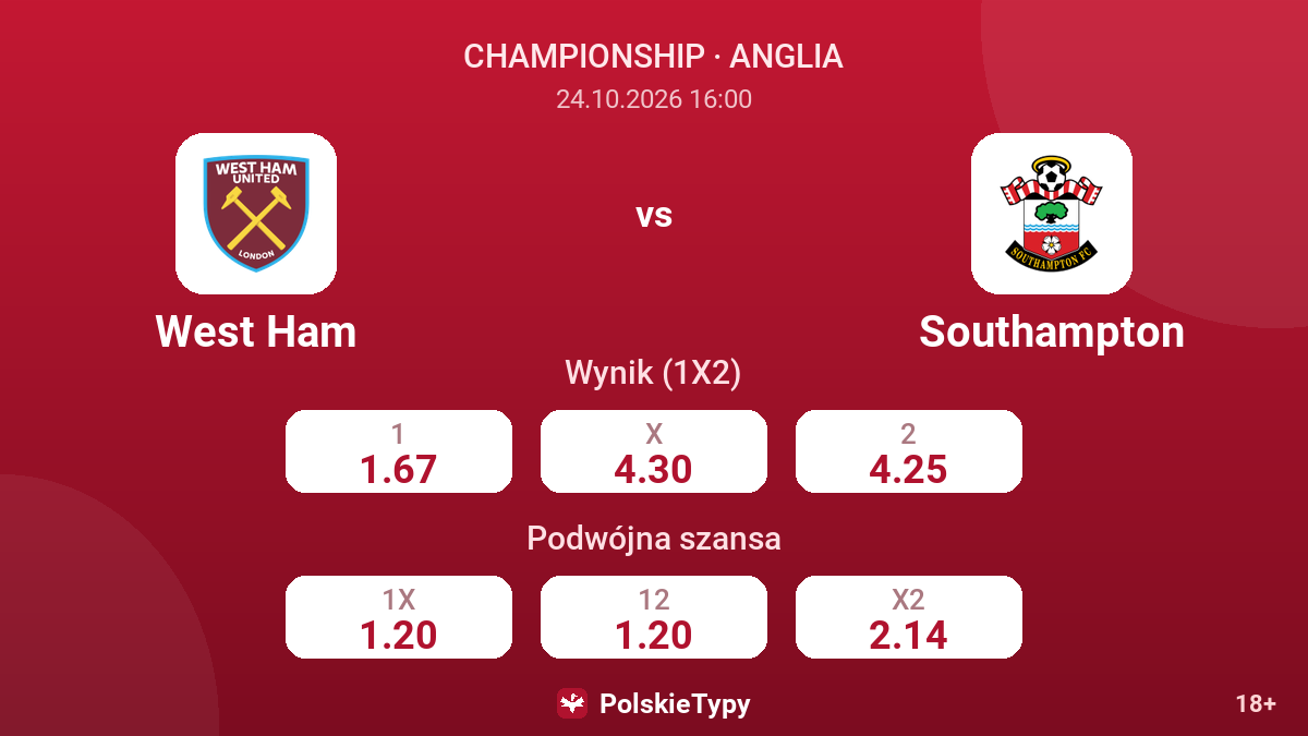 West Ham - Southampton — kursy