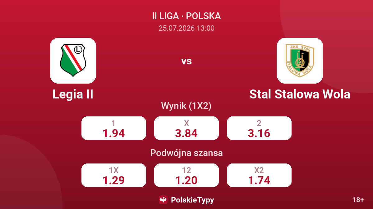 Legia II - Stal Stalowa Wola — kursy