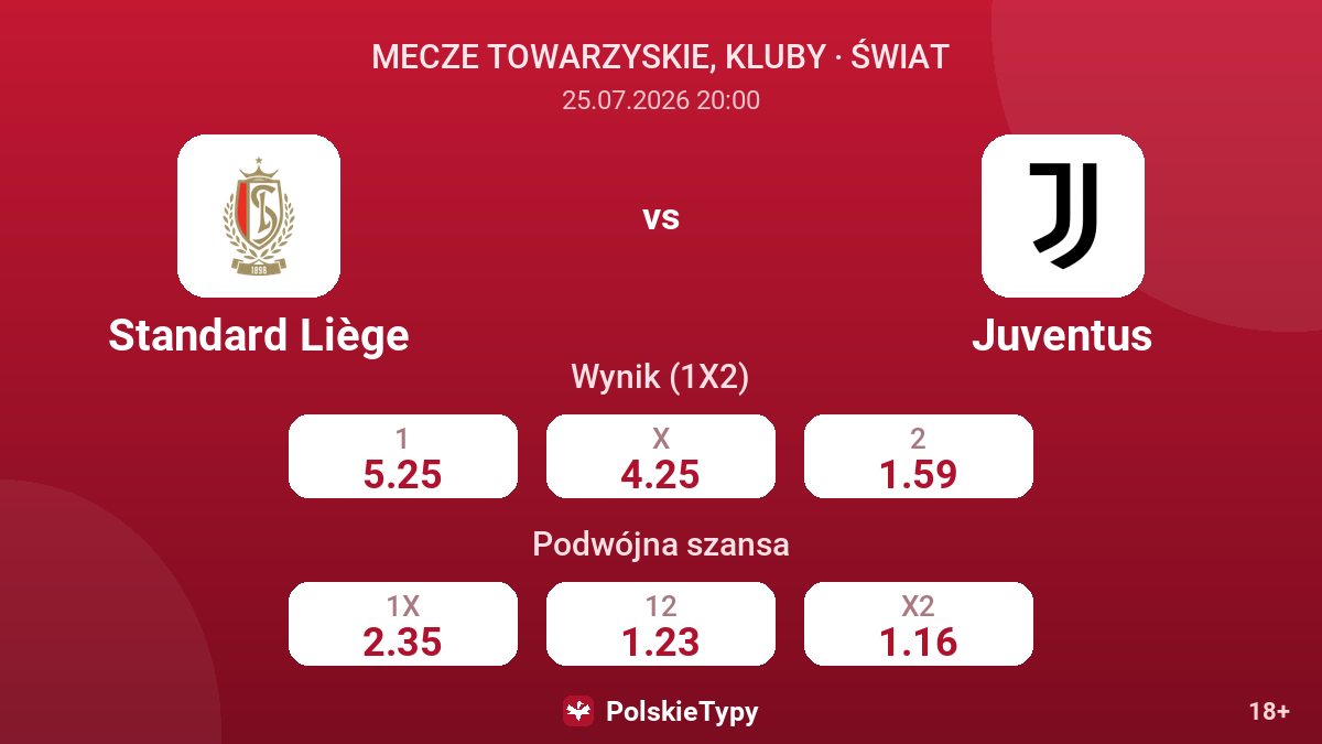 Standard Liège - Juventus — kursy