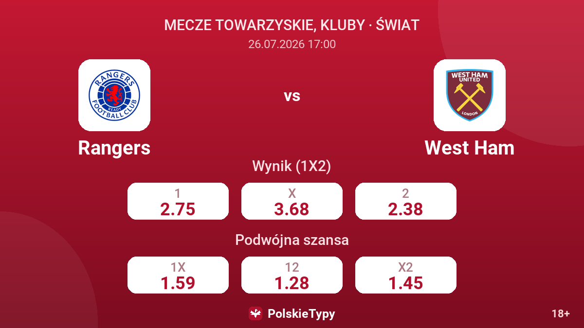 Rangers - West Ham — kursy