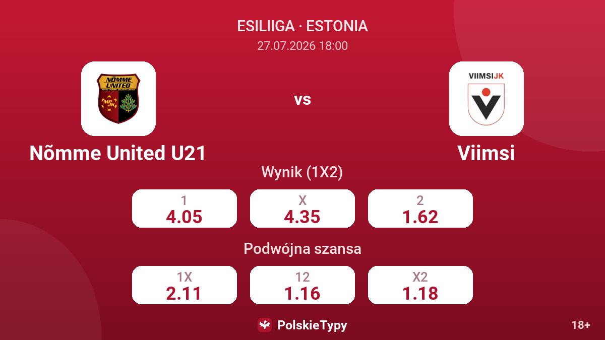Nõmme United U21 - Viimsi — kursy