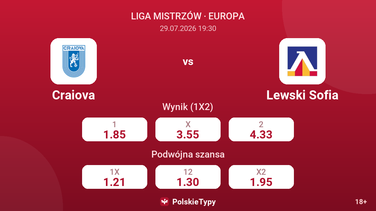 Craiova - Lewski Sofia — kursy