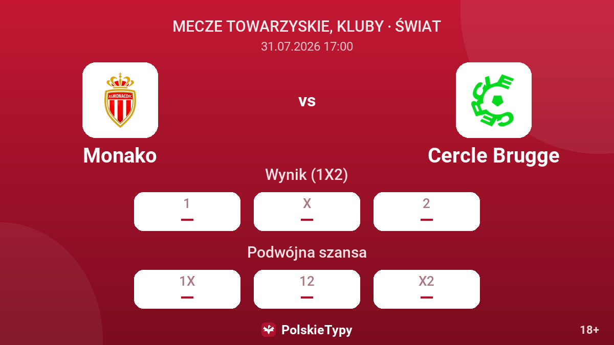 Monako - Cercle Brugge — kursy