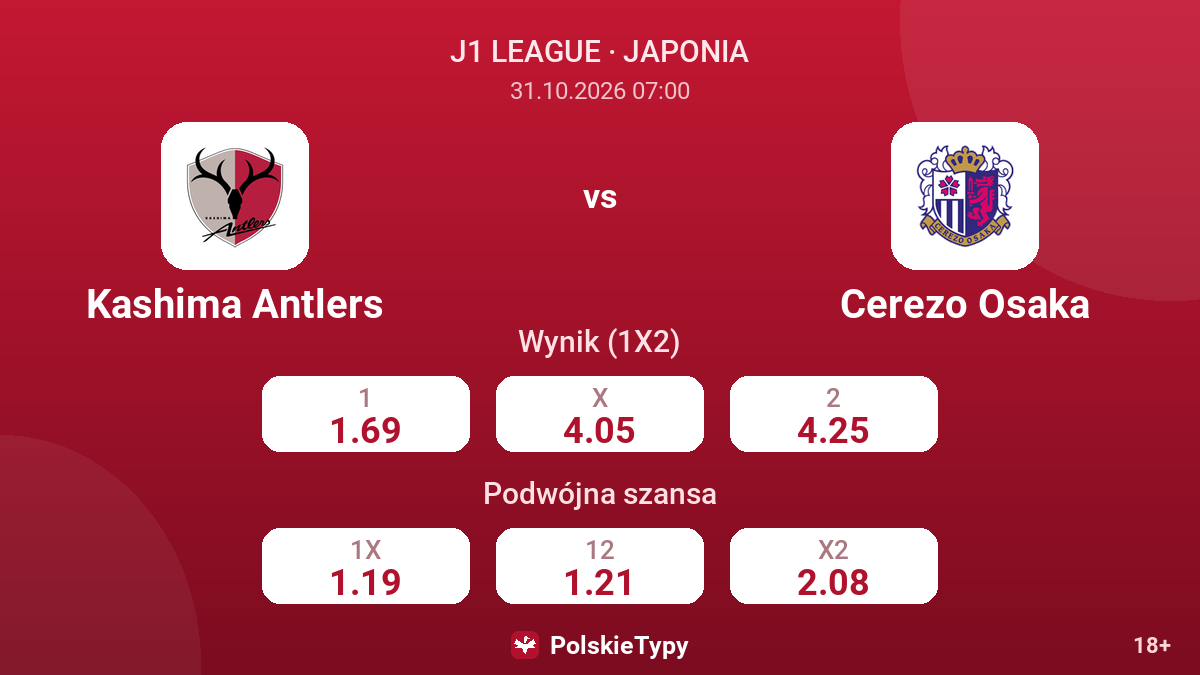 Kashima Antlers - Cerezo Osaka — kursy